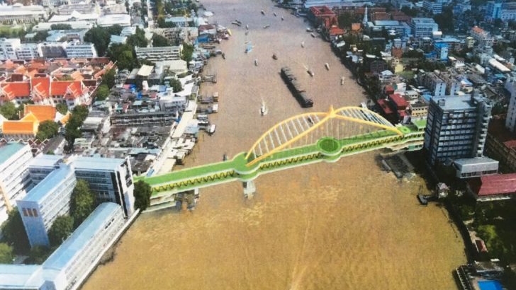 เปิดแบบล่าสุดสะพาน 2 ชั้นเชื่อม “ท่าพระจันทร์-ศิริราช” งบ 1,710 ล้าน มีลิฟต์-บันไดเลื่อน-รถกอล์ฟ