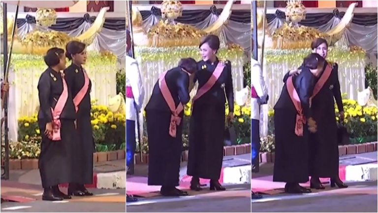 “พระเทพฯ” ทรงอ่อนน้อม-ยกพระหัตถ์ไหว้ ขณะที่ “ทูลกระหม่อมหญิง” ก็ทรงโอบกอด