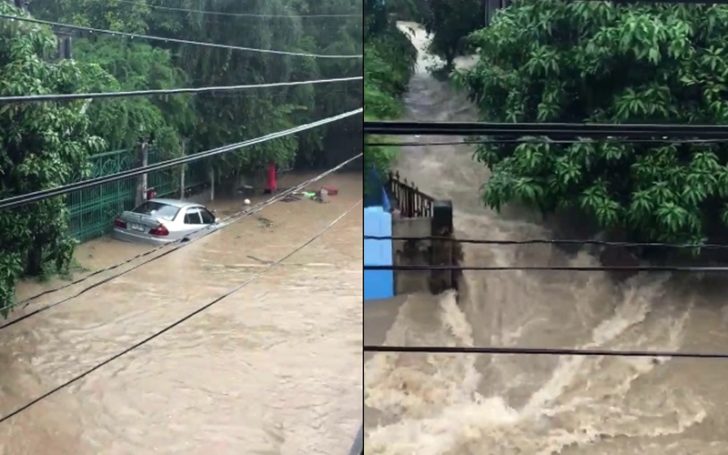 นาทีระทึก! ฝนถล่มหนักหลายชม. น้ำทะลักเข้าชุนชมตลาดฉลอง อ.ศรีราชา ชลบุรี (คลิป)