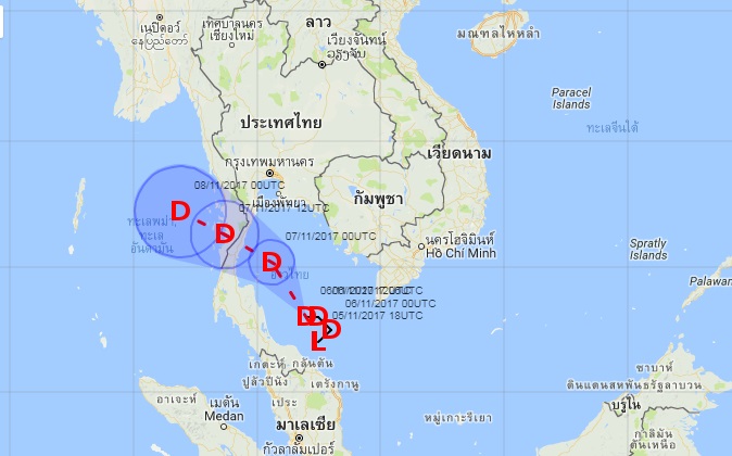 กรมอุตุฯ ออกประกาศฉบับที่ 4 พายุ “ดีเปรสชัน” บริเวณอ่าวไทย เตือนฝนตกหนัก น้ำท่วมฉับพลัน