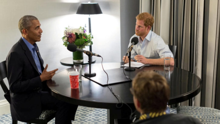 Britain's Prince Harry is seen interviewing former U.S. President Barack Obama, in Canada, in a 'Today Programme' exclusive, in this undated still image taken from video and received via 'The Today Programme on the BBC Radio 4' in London
