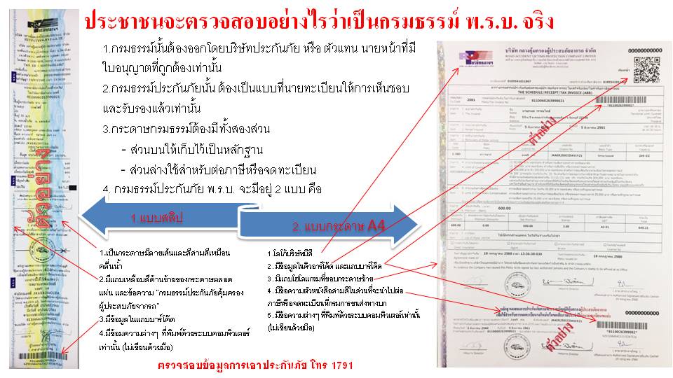 บริษัทกลางฯแนะวิธีดูกรมธรรม์ประกันภัย พ.ร.บ. รถจักรยานยนต์ปลอมหรือไม่?