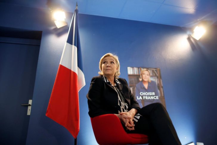Marine Le Pen, French National Front (FN) candidate for 2017 presidential election, speaks during an interview with Reuters in Paris, France