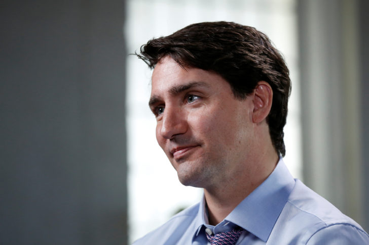 Canada's PM Trudeau takes part in an interview with Reuters in La Malbaie