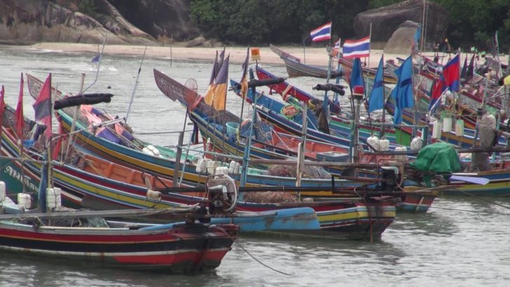 กลัวคลื่นลมแรง! เรือประมงสงขลาจอดลอยลำเพียบ