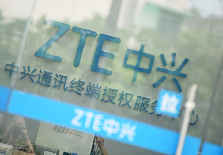 Sign of ZTE Corp is pictured at its service centre in Hangzhou