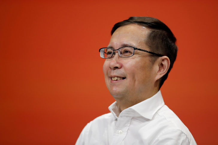 FILE PHOTO: Daniel Zhang, CEO of Alibaba Group Holding Ltd., delivers a speech at the Viva Technology conference in Paris