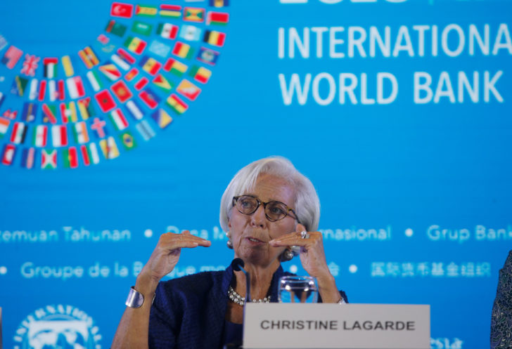 IMF Managing Director Christine Lagarde speaks during International Monetary Fund - World Bank Annual Meeting 2018 in Nusa Dua, Bali