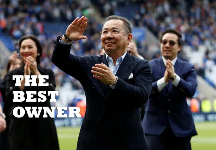 FILE PHOTO: Leicester City chairman Vichai Srivaddhanaprabha acknowledges fans after the game