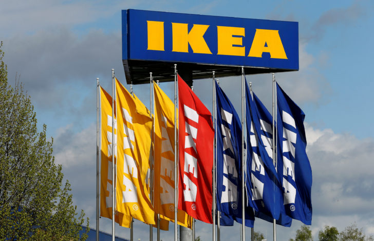 FILE PHOTO: Flags and the company's logo are seen outside of an IKEA Group store in Spreitenbach
