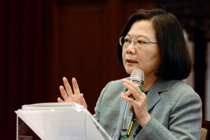 Taiwan's President Tsai Ing-wen speaks during a news conference in Taipei