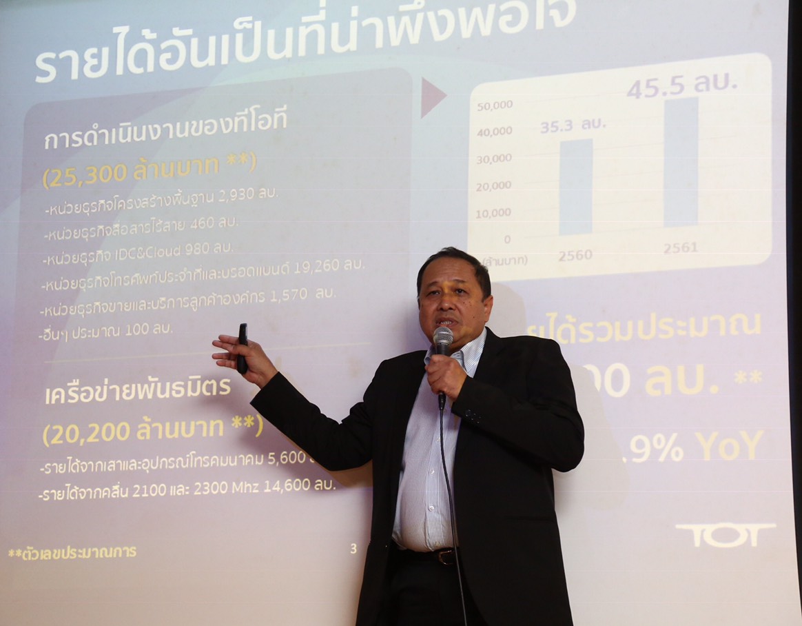 TOTโชว์กำไรสิ้นปี 2,170 ล้านหวังพันธมิตรหนุนดันรายได้ปี 62 ทะลุ 5.6หมื่นล้านบาท