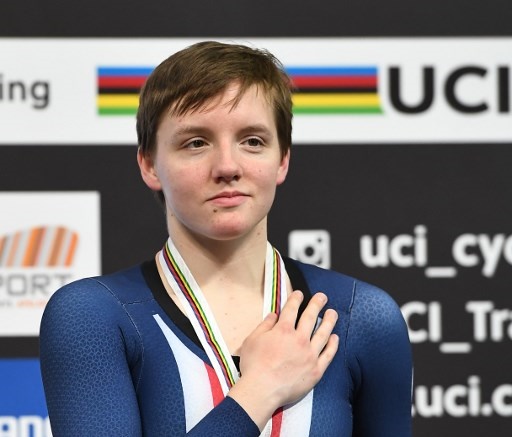 CYCLING-NED-UCI-WORLD-TRACK-WOMEN-PURSUIT-PODIUM