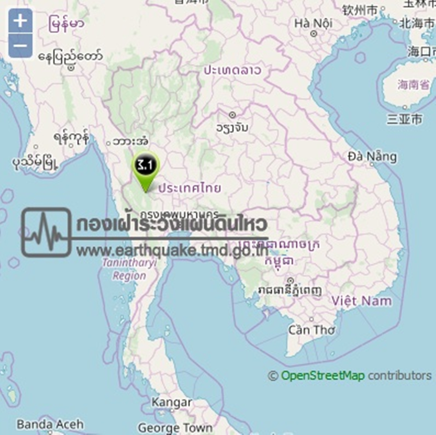 เกิดเหตุแผ่นดินไหว อ.ศรีสวัสดิ์ จ.กาญจนบุรี ขนาด 3.1 ลึกจากผิวดินแค่ 1 กม.
