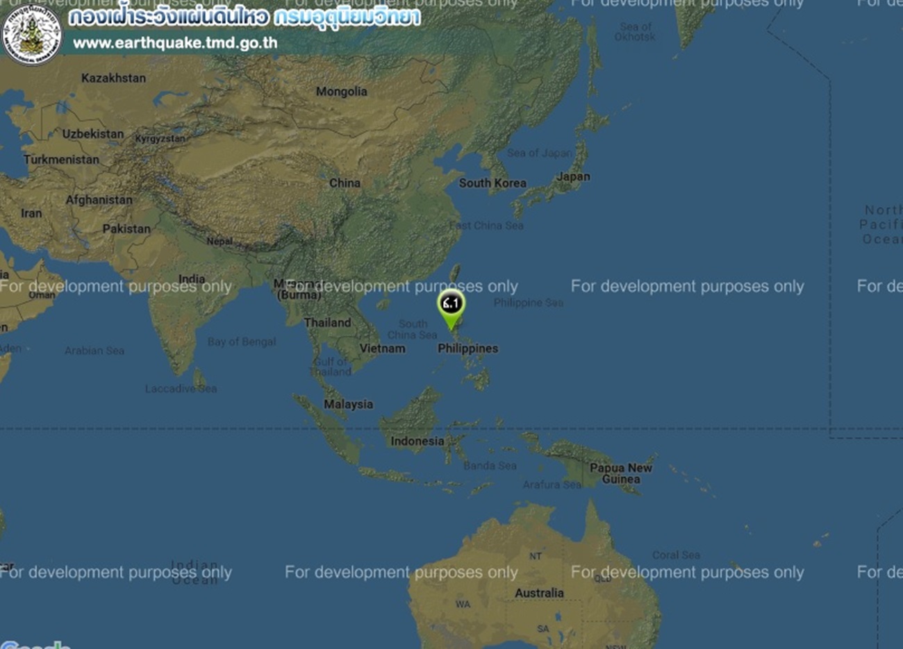 เกิดเหตุแผ่นดินไหว เกาะลูซอน ฟิลิปปินส์ ขนาด 6.0 ลึก 10 กม.