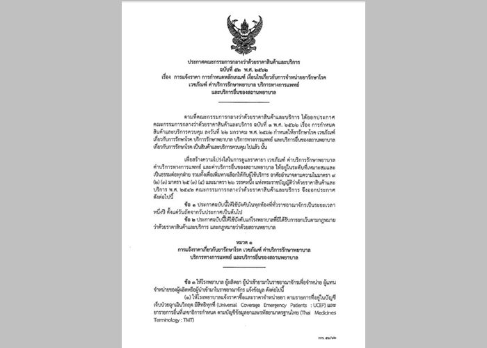 บังคับใช้แล้ว! ประกาศคุมราคายา-เวชภัณฑ์