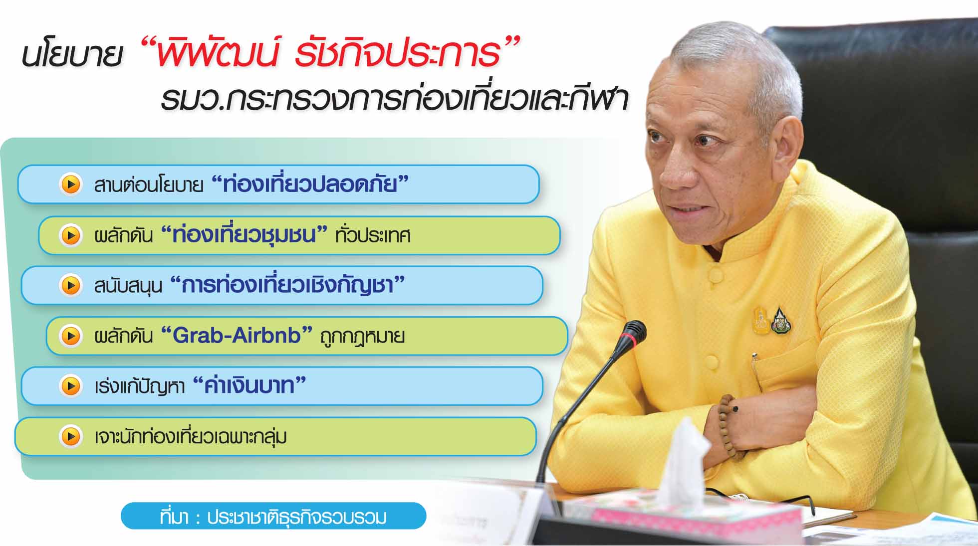 “พิพัฒน์” เปิดมิติใหม่เที่ยวไทย หนุน “กัญชา-Grab-Airbnb” ดึงทัวริสต์
