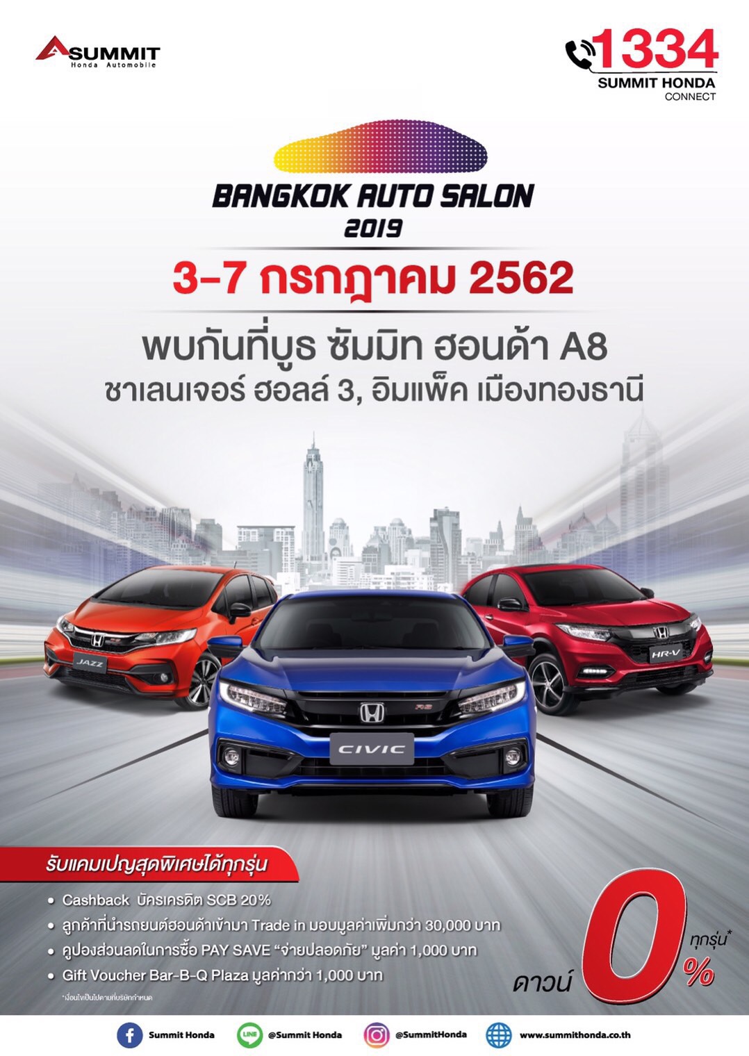 “ซัมมิท ฮอนด้า ออโตโมบิล” บุก “ออโตซาลอน” ซื้อรถรับCashbackบัตรเครดิตสูงสุดกว่า20%, เพิ่มมูลค่ารถเทรด-อินกว่า30,000บาท