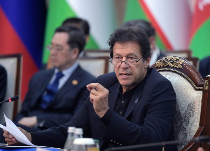 FILE PHOTO: Pakistan’s Prime Minister Khan attends a session during the SCO summit in Bishkek
