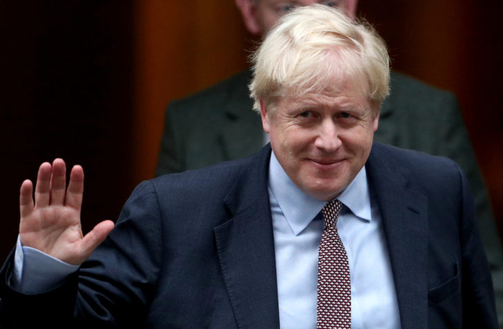 British Prime Minister Boris Johnson is seen outside Downing Street in London