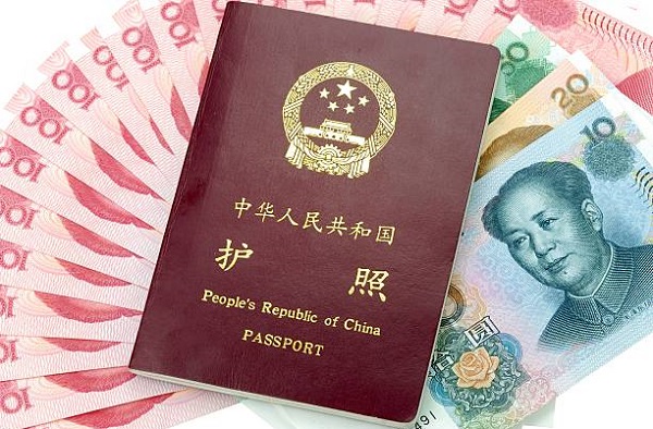 Chinese cash and passport