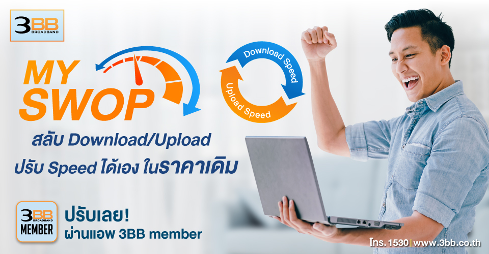“3BB”ลุยต่อ เปิด MySWOP ให้ลูกค้าปรับความเร็วไฮสปีดเน็ตได้เอง