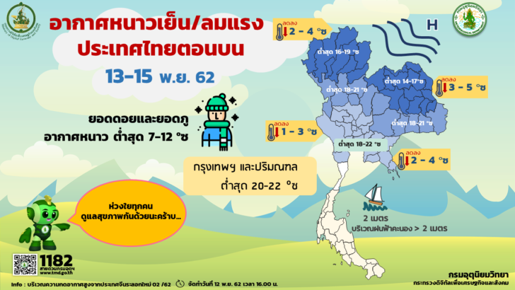 info_graphic-0308 กรมอุตุฯออกประกาศเตือนฉบับที่ 5 อากาศหนาวเย็น-ฝนตกหนักภาคใต้ 13-15 พ.ย.นี้