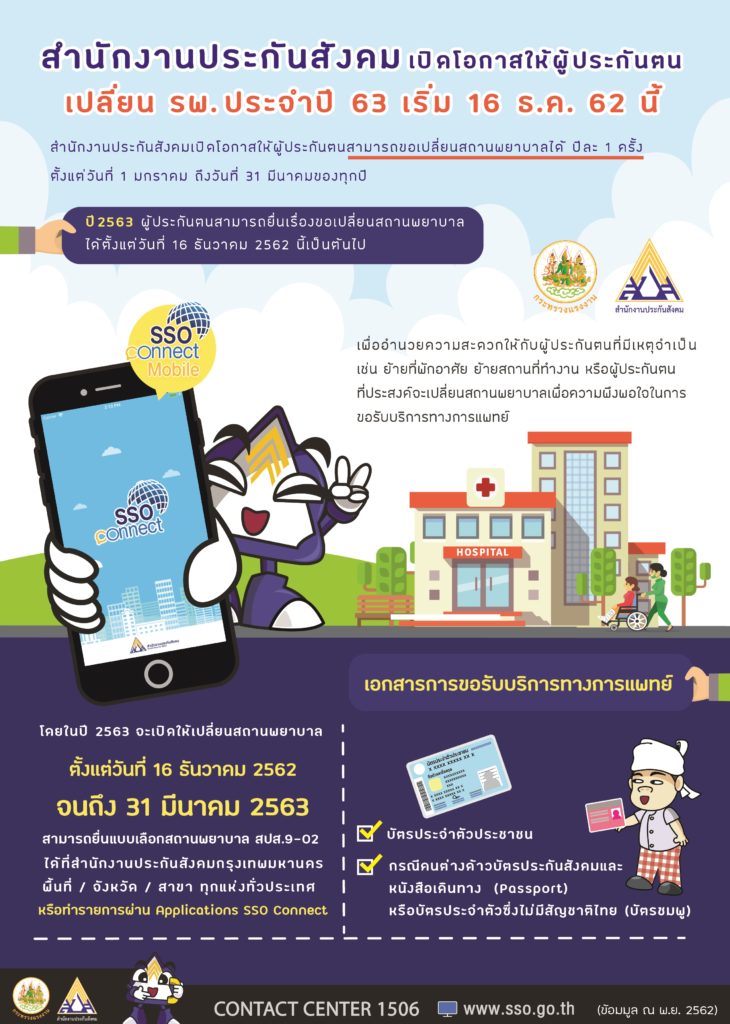 เปลี่ยนโรงพยาบาลประกันสังคม
