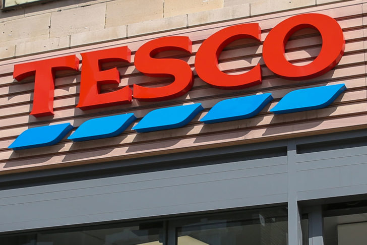 Tesco sign outside a store in London, UK