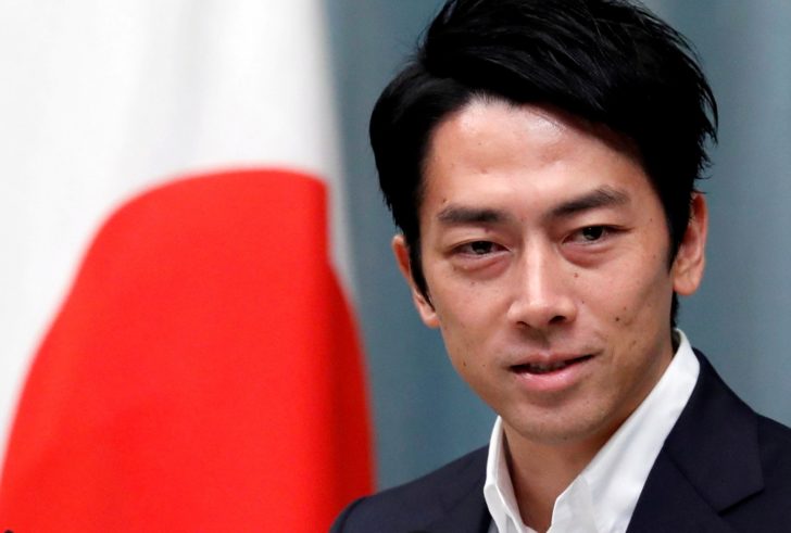 FILE PHOTO: Japan's Environment Minister Koizumi attends a news conference at PM Abe's official residence in Tokyo