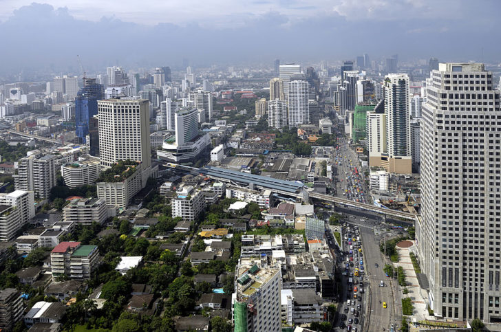 An overview of the Sukhumvit area and Asoke boulevard of the