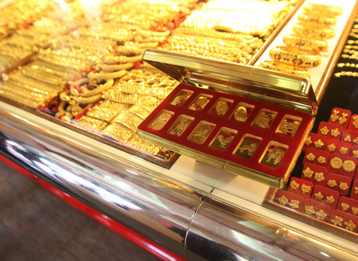 One of the gold shops in Yaowarat Road. Gold during Chinese