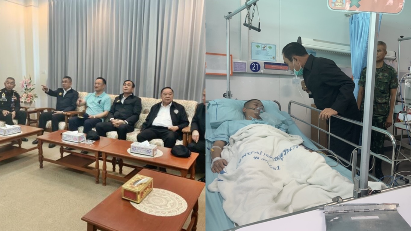 ‘บิ๊กตู่’ ฟังบรรยายสรุปก่อนไปเยี่ยมผู้บาดเจ็บ จนท. ญาติผู้เสียชีวิต เหยื่อ ทหารคลั่ง