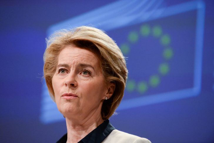 EU Commission President Ursula von der Leyen presents the EU executive's economic response to the coronavirus epidemic, in Brussels