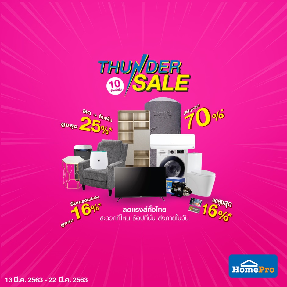 HomePro “THUNDER SALE” ลดแรงส์ทั่วไทย!!