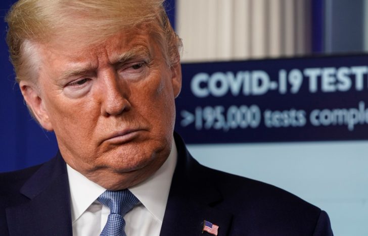 U.S. President Trump speaks during a news briefing on coronavirus in Washington.