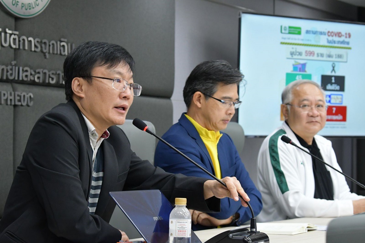 สธ.แถลงพบผู้ป่วยติดเชื้อโควิด-19 เพิ่ม 188 คน รวมยอดสะสม 599 คน