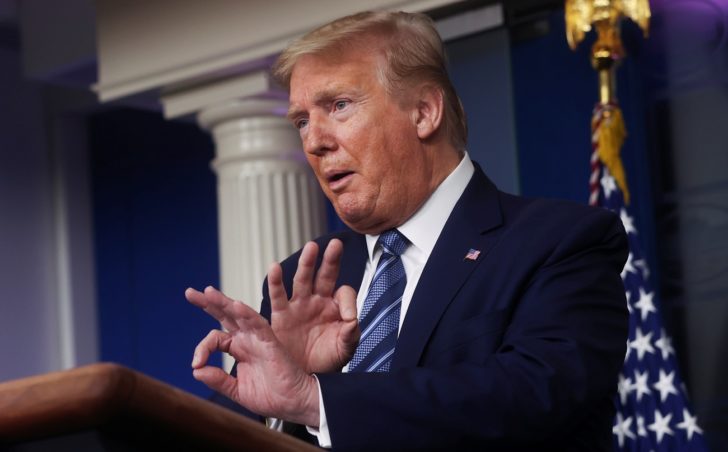 U.S. President Trump leads the daily coronavirus task force briefing at the White House in Washington