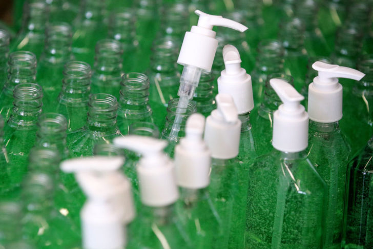 Production of Sanitelle hand sanitizer in Moscow