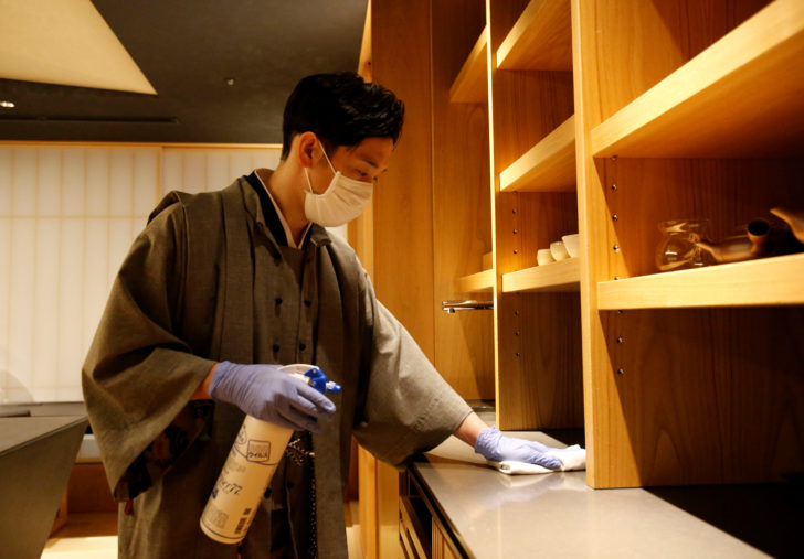 An employee of Hoshinoya Tokyo, which is run by Japanese luxury hotel operator