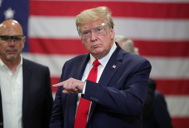 U.S. President Donald Trump visits face mask production facility in Phoenix, Arizona