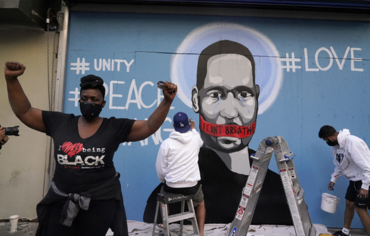 Protest against the death in Minneapolis police custody of George Floyd in Los Angeles