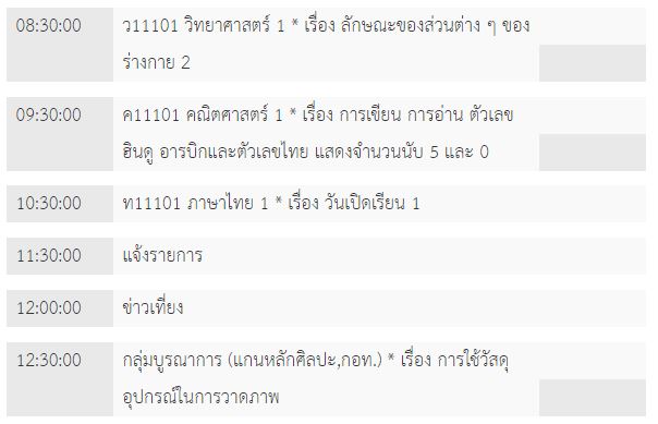 ตารางเรียนออนไลน์ 22 พ.ค. ป.1