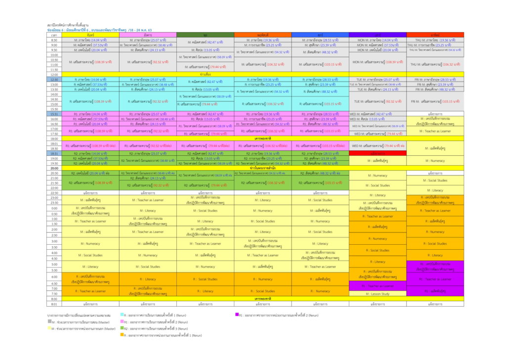 ตารางถ่ายทอด ม.6
