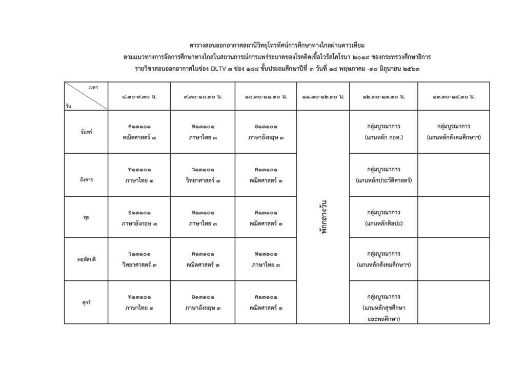 ตารางสอน ป.3
