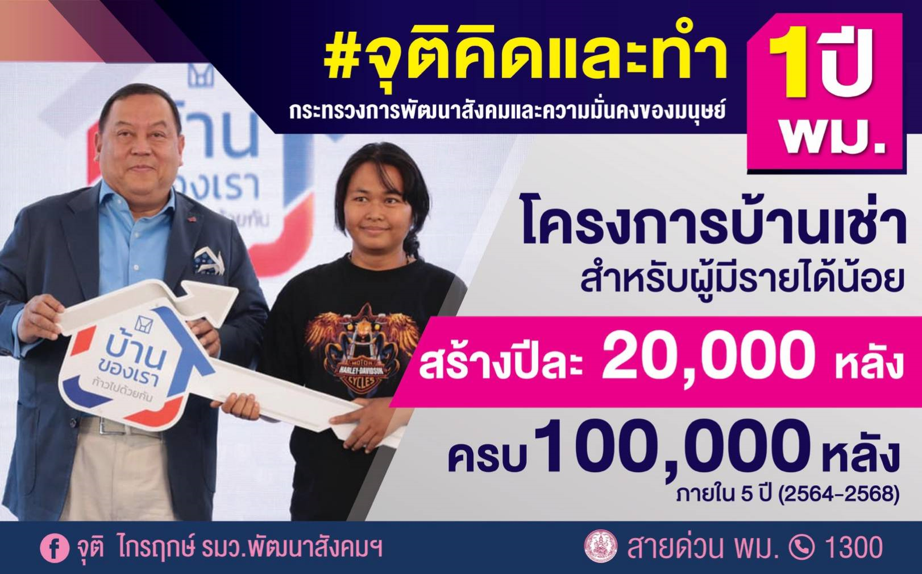 การเคหะฯ ลุยโครงการบ้านเช่าผู้มีรายได้น้อย 999 บาท/เดือน เร่งสร้างปีละ 20,000 หลัง ครบ 100,000 หลัง ภายใน 5 ปี