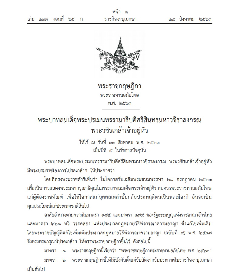 พระราชกฤษฎีกา อภัยโทษ