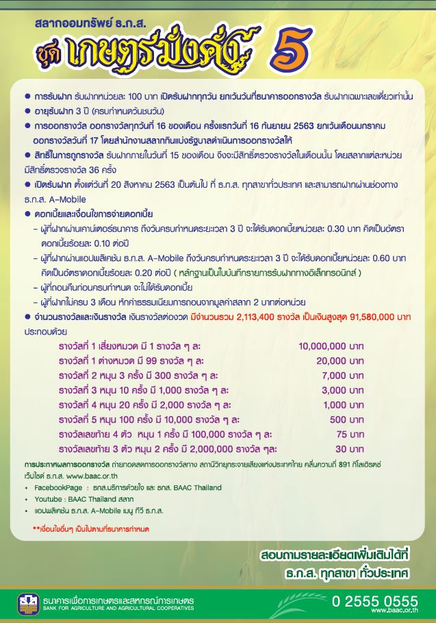 สลาก ธกส. ชุด เกษตรมั่งคั่ง 5