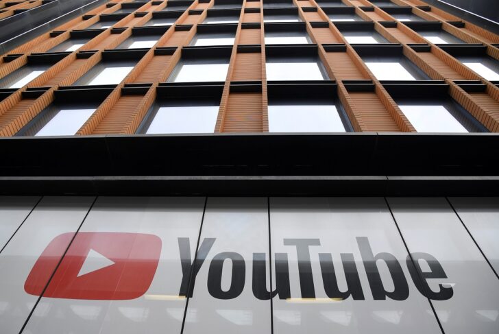 YouTube signage is seen at their offices in London YouTube