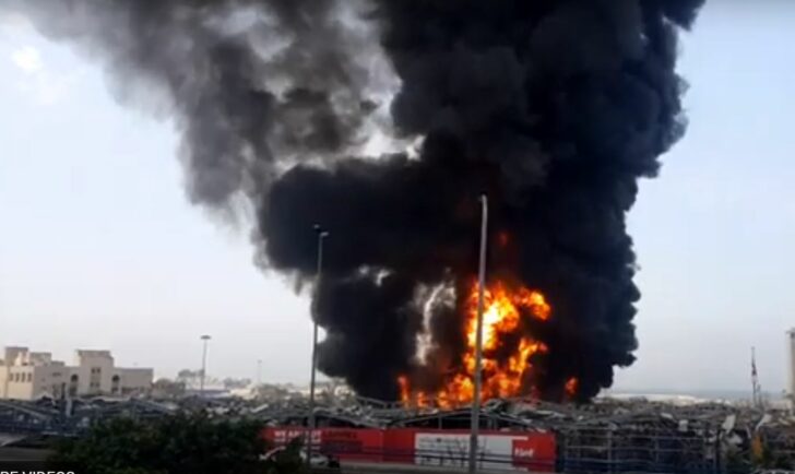 beirut-port-fire ภาพ: LBCI Lebanon News